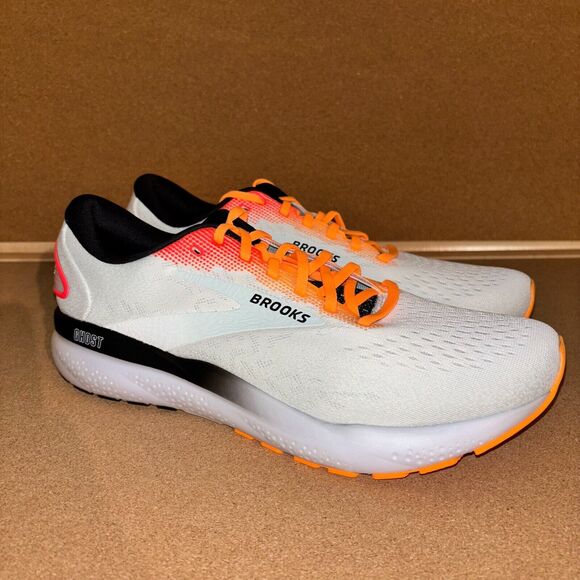 Brooks Ghost 16 Men's Size 13 D Running Shoe CLEAN! Orange / White **Pre Owned** - Picture 1 of 7